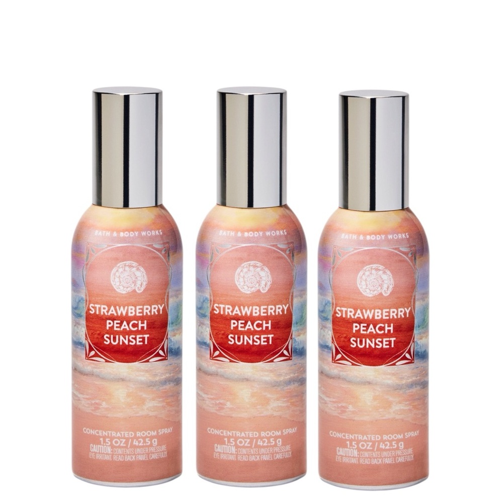 NEW 3-Pc Bath & Body Works 2026 STRAWBERRY PEACH SUNSET Concentrated Room Spray